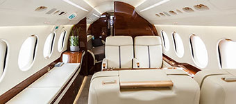 Interior view of a luxury airplane