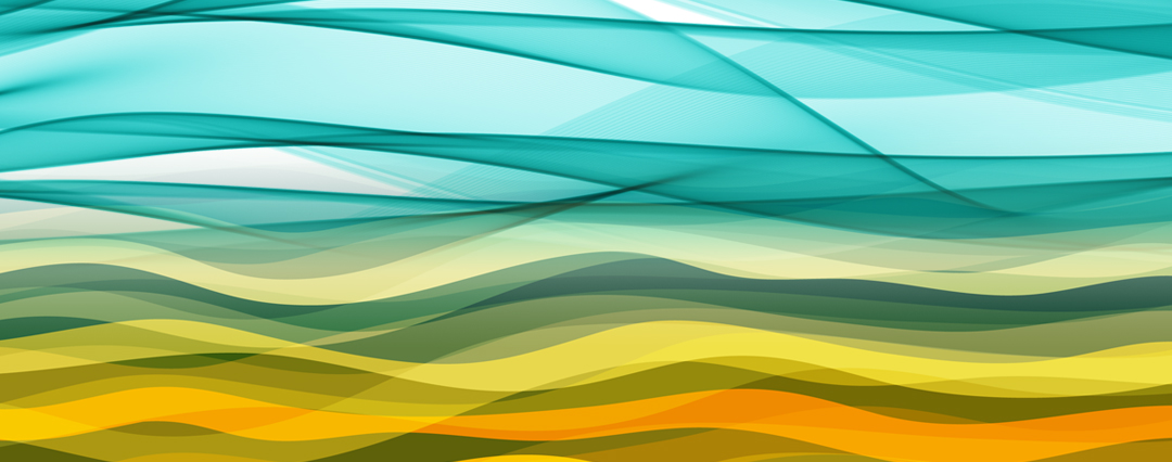 Aqua, yellow, and orange abstract wavy lines